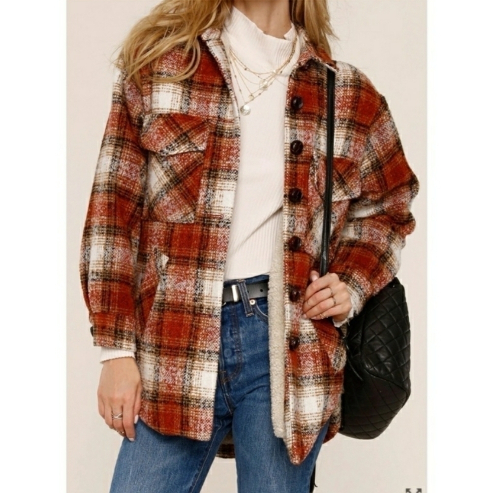 HEARTLOOM Cooper Shaket Coat In Brick Fall Tones Size XS.